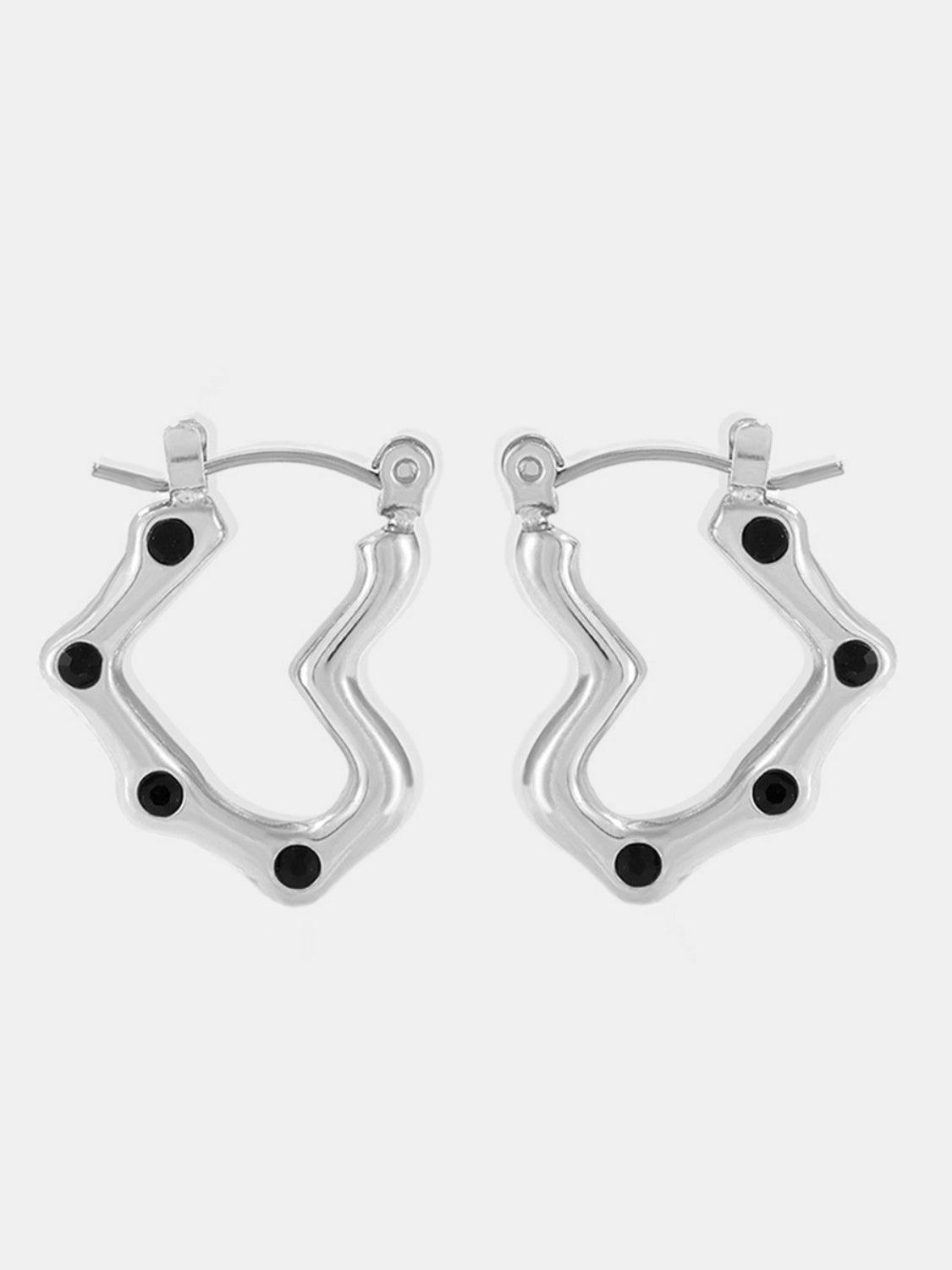 Heart Earrings Rhinestone Bead Stainless Steel Drop 18K gold-plated Jewelry Silver Black One Size aefc81fc-1af9-496f-96fc-2951d4d372a3-Max Trendsi