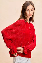 BiBi Christmas Theme Velvet Bow Tied Top With Neck Drop af00b508f4d14454b0a81b329bd2bb99-Max-Origin Trendsi