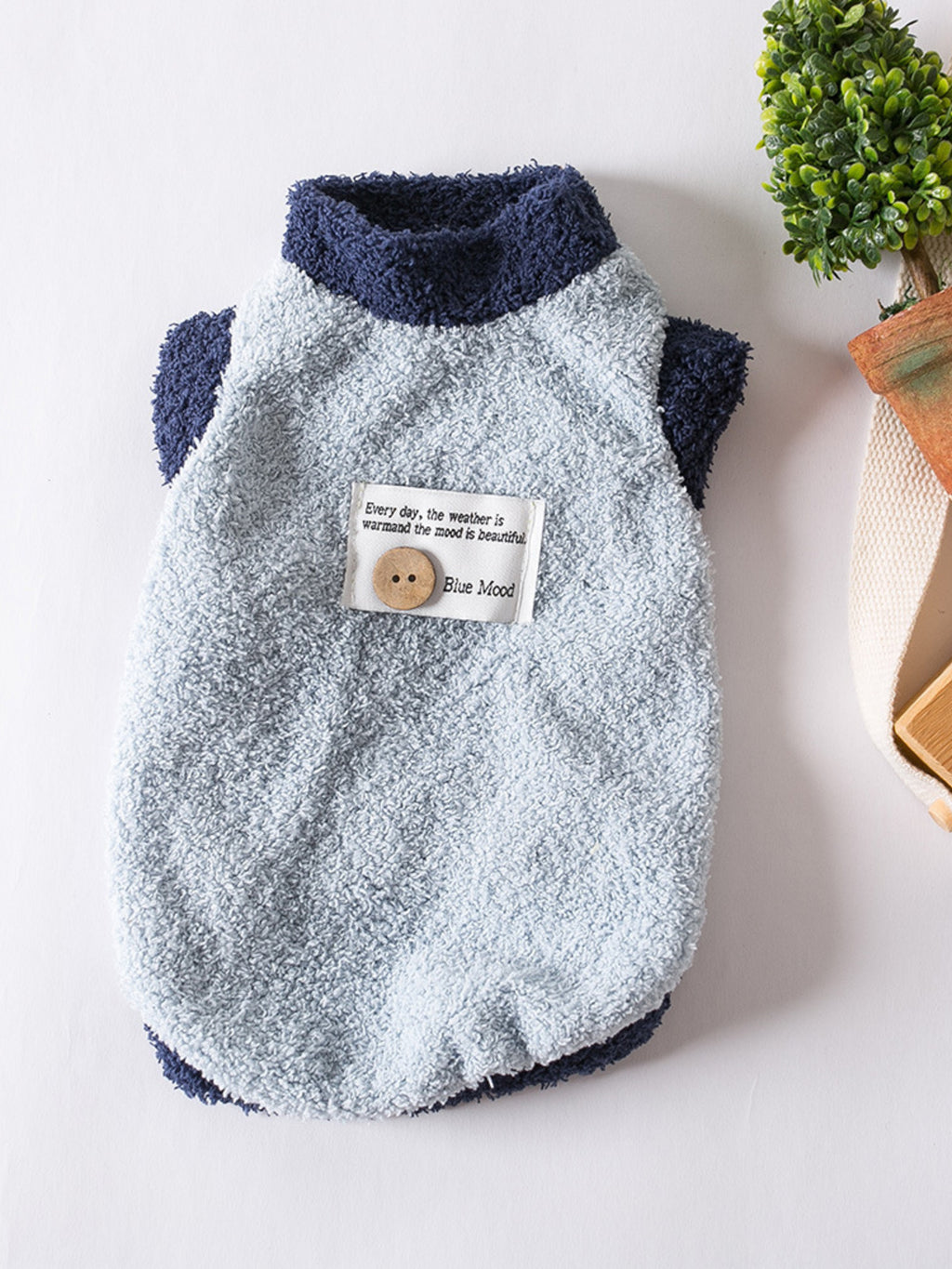 Fleece Pet Sweater with Decorative Buttons, Polyester, Multiple Sizes Available