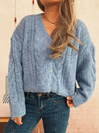 Women's Cardigan Cable Knit Button-Up Soft Knit Acrylic Long Sleeve af60798d8aa44dff8cbecec23cf2295a-Max-Origin Trendsi