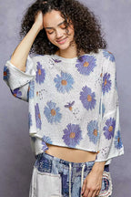 POL Floral Sweater Ivory Blue Round Neck Rolling Edge Knit Top afd55898-8594-4d8b-9448-cb77d043ec5d-Max-Origin Trendsi