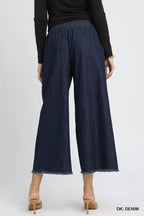Umgee Womens Wide Leg Jeans Dark Blue Washed Fringe Hem afd7af78-3ad9-4e50-a118-d7a21a2342e5-Max-Origin Trendsi