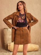 Outfit Set Women Jacket and Skirt Button Up Collared Neck Two-piece Set aff253a7-4218-4a92-a0f0-53bca109deab-Max Trendsi