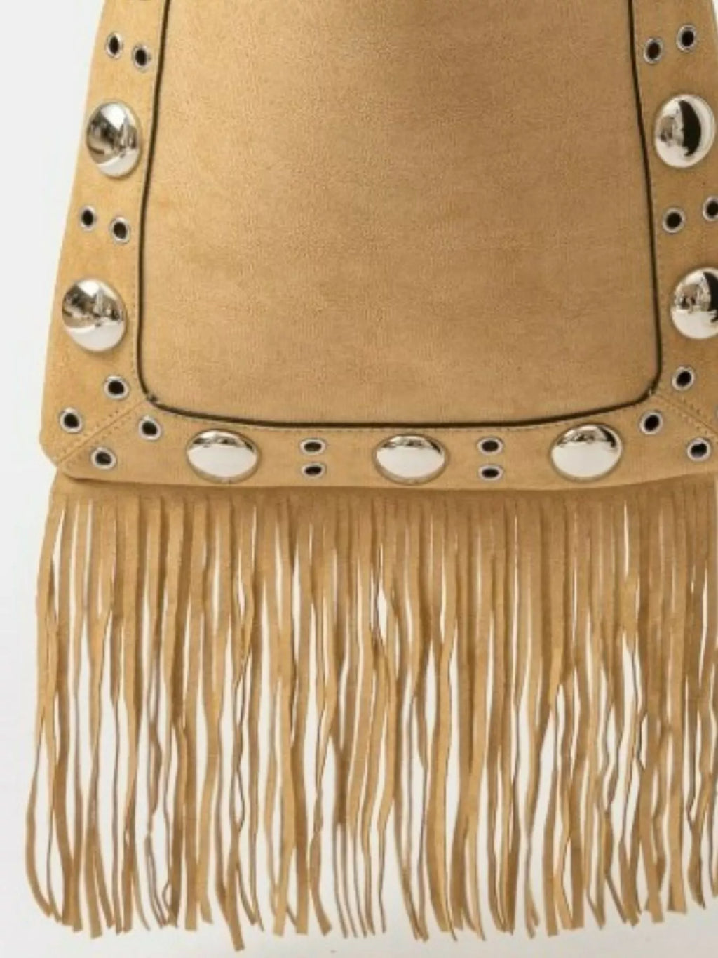 Fame Accesories Womens Tote Bag Faux Suede Grommet Accent Fringe affcda28-511a-422c-897e-29bff582cbe0-Max-Origin Trendsi