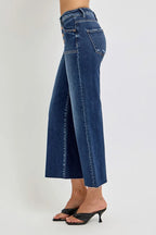 RISEN Crop Jeans Women's High Rise Wide Button Up Dark Washed affe7c179b5d47a6a083f993d2d79f42-Max-Origin Trendsi