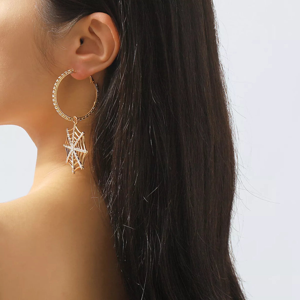 Hoop Earrings Spider Web Dangle Rhinestone Jewelry b00b7c34-4ecf-423e-b6c5-bf5efdfeb7ee-Max-Origin Trendsi