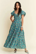 Davi & Dani Maxi Dress Lightweight Tiered with Sweetheart Neckline Teal Green Teal Green b01c47bb4b524353967e960e116a28b0-Max-Origin Trendsi