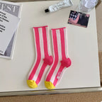 Women's Crew Socks Cotton Contrast Striped Accessories b01e1f7f-d7ad-4265-9044-d7827e15b737-Max-Origin Trendsi
