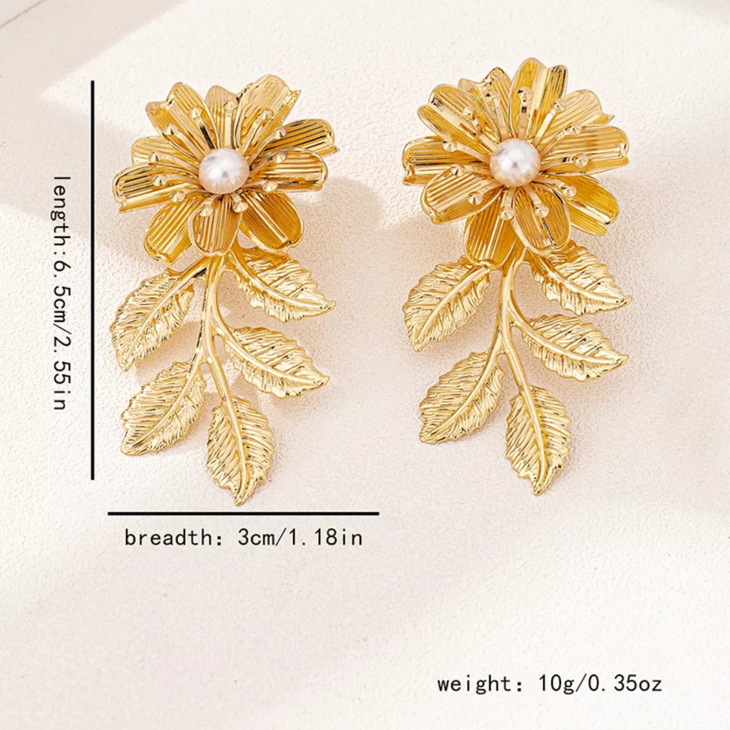 Flower Earrings 18K Gold-Plated Pearl Gold Fashion Jewelry b037c3a6-f40e-47d2-8bbf-f5673af85cb9-Max-Origin Trendsi