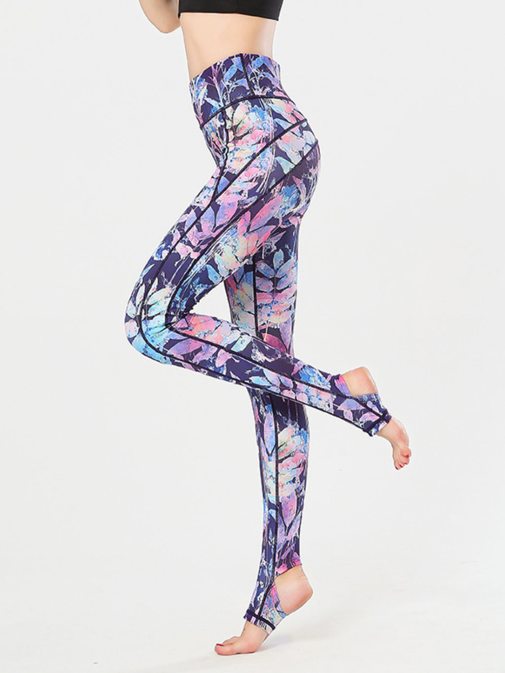 Active Leggings with Stirrups Colorful Printed Wide Waistband Highly stretchy b052ac52-5c86-4ff1-b561-3184c168609a-Max Trendsi