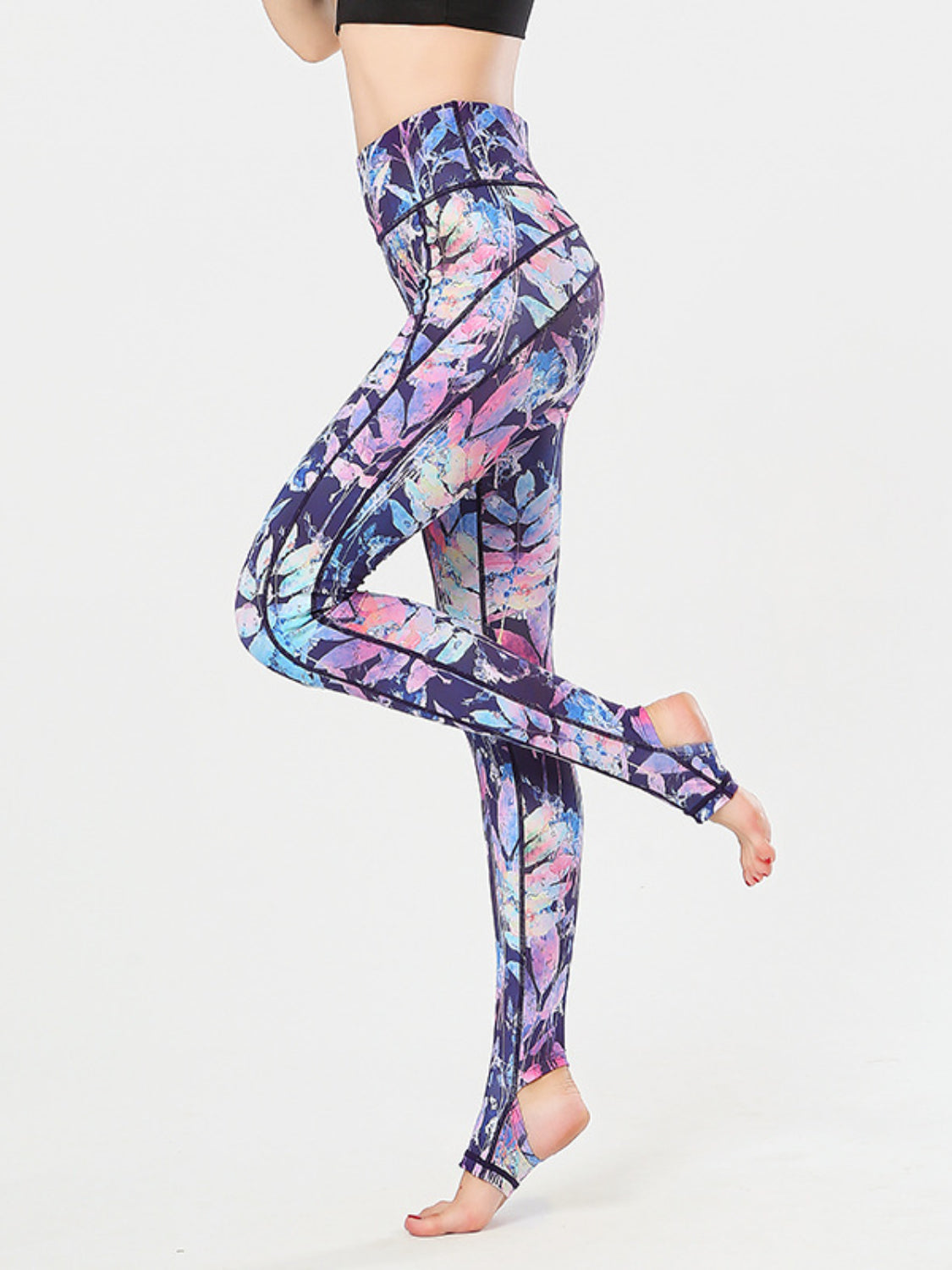 Active Leggings with Stirrups Colorful Printed Wide Waistband Highly stretchy b052ac52-5c86-4ff1-b561-3184c168609a-Max Trendsi