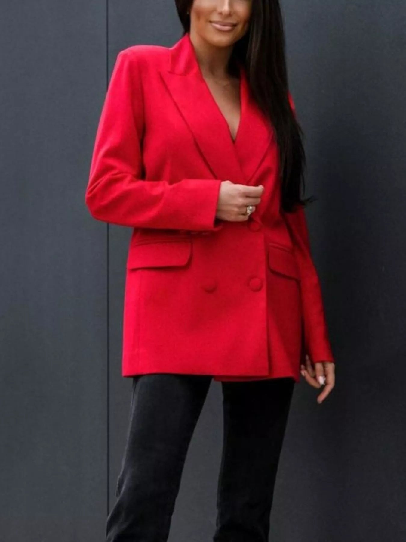 Women's Longline Blazer Lapel Collar Long Sleeve Casual Outwear b05e8743-75d3-4db5-90c6-9effa406eda4-Max-Origin Trendsi