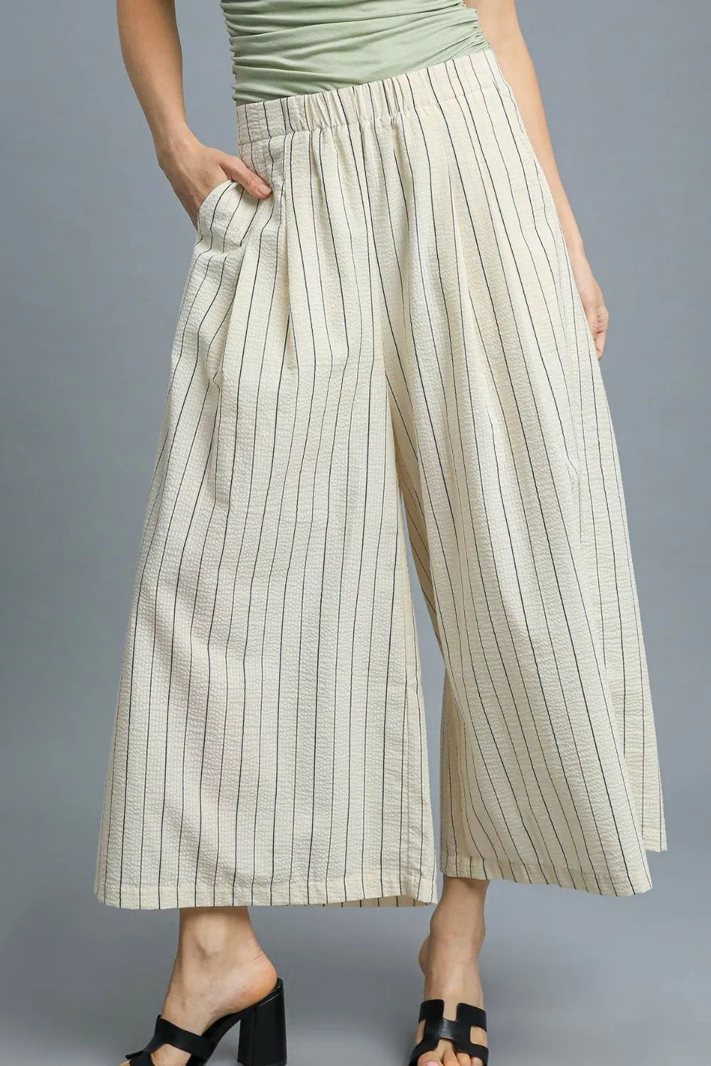 Umgee Pants Cotton Striped Ivory High-Waisted Wide Leg Trousers Ivory b071540a-3395-4f18-a7c2-f3b390218f22-Max-Origin Trendsi