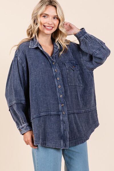 Mittoshop Textured Shirt Dark Navy Collared Neck Long Sleeve with Pocket b0781269-3ad2-4de1-a228-0646619e9986-Min Trendsi