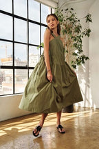 ADORA Midi Dress Crisscross Cotton Wide Strap Drawstring Moss b08ec431-6a34-4621-a3e3-bf3e09395513-Min Trendsi