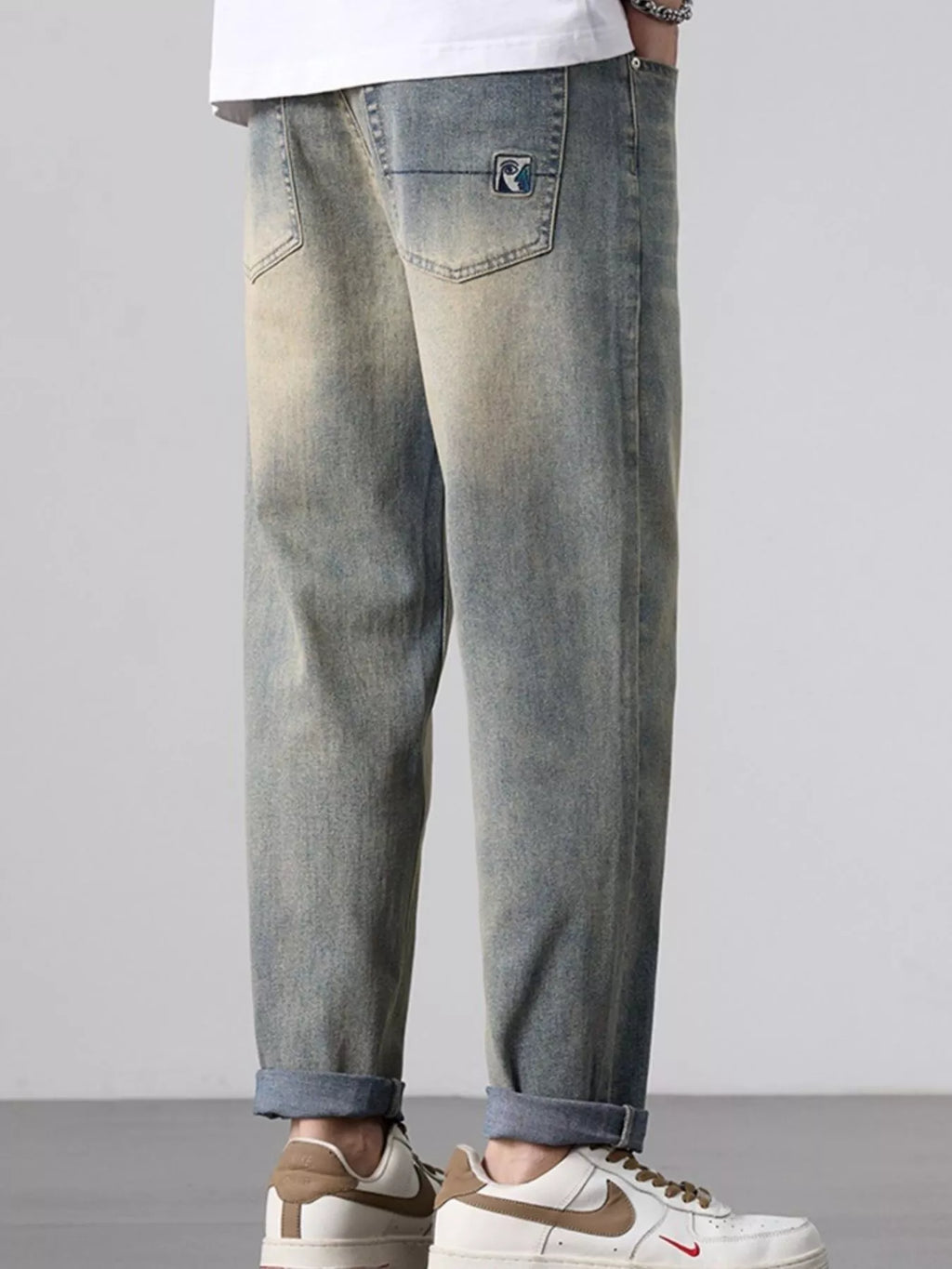 Men's Jeans Straight Leg Blue Gary Wash Denim Pants