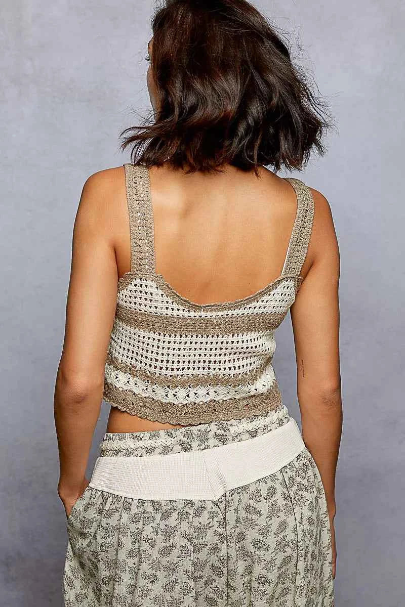 POL Crochet Cropped Cami Mocha Multi Floral Embroidered with Scalloped Hem Top b0ad58d9-bdaa-40c9-8032-126143a6bb8d-Max-Origin Trendsi