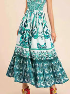 Midi Dress Smocked Printed Wide Strap Ruffled Zipper b0b082f0-cc5c-4578-9f83-66872bab0924-Max-Origin Trendsi