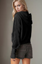Double Take Hooded Jacket Waffle-Knit Zip Up Long Sleeve b0b86ca1-de0a-4e5d-826e-8304c0d02761-Max Trendsi