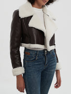 Women Faux Leather Cropped Jacket Collared Neck Long Sleeve Plush Lined b0c3448d-3ca2-429f-a7b9-231ec16ef3a3-Max Trendsi