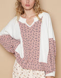POL Waffle Knit Women Top Floral White Cotton Blend Long Sleeve Oversized White b0d605ae-057e-4e2f-97de-5d6ae40d7868-Max Trendsi