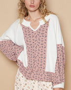 POL Waffle Knit Women Top Floral White Cotton Blend Long Sleeve Oversized White b0d605ae-057e-4e2f-97de-5d6ae40d7868-Max Trendsi