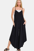 Zenana Women Overall Black Spaghetti Strap Wide Leg with Pockets Black b0dffa3d-a3c9-4095-8a1f-873485998931-Max Trendsi