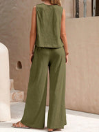 Outfit Set Round Neck Sleeveless Top and Wide Leg Pants Set b12d5403-50cb-43f3-8f2a-afd668d2f2bd-Max Trendsi