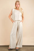 VERY J Outfit Set Solid Woven Top & High Waisted Pants Pocketed 2 Pcs Oatmeal b131d8227e2648c892a93aa823f535db-Max-Origin Trendsi
