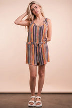 VERY J Romper Crochet Multi Brick Mix Color Striped Casual Summer Overall b13cd52a57de417fb278858bdf7d8b0e-Max-Origin Trendsi