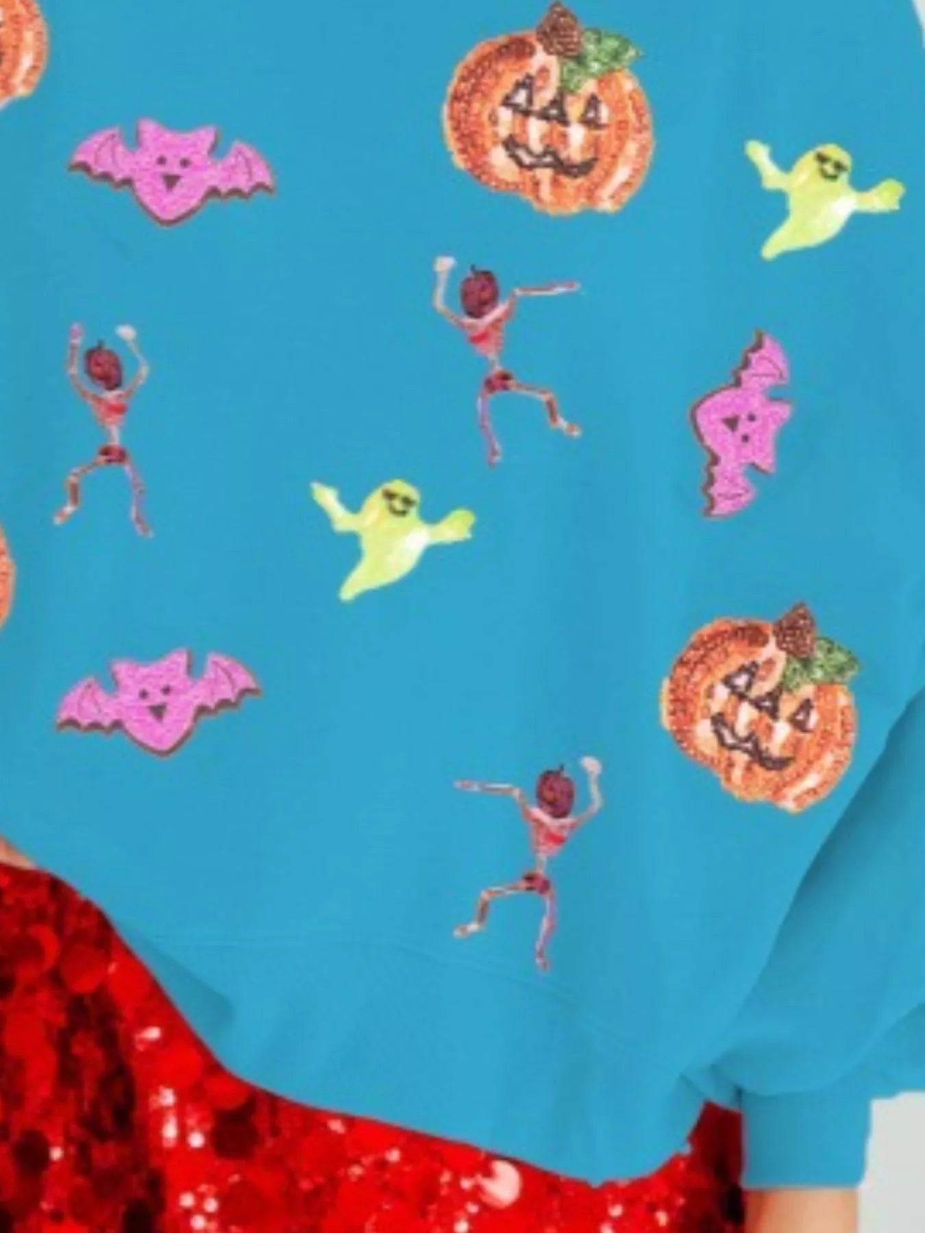 Halloween Women's Sweatshirt Sequin Round Neck Long Sleeve Pullover b14f1a18-2581-489a-8fe3-3c8f10000416-Max-Origin Trendsi