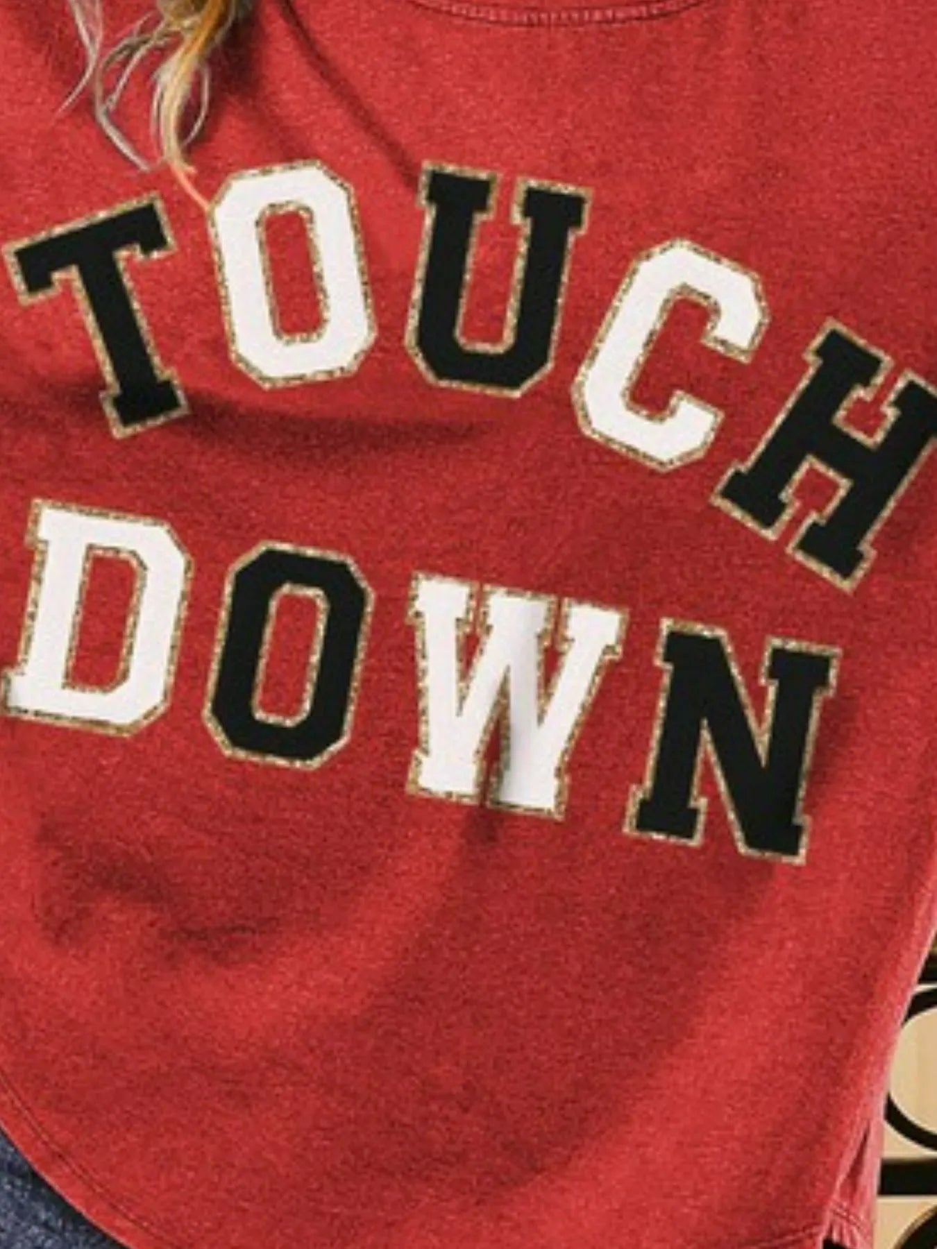 BiBi T-shirt Touchdown Letter Loose Fit Washed Short Sleeve Top b15e1bdc-5f61-49bf-90d0-2a84326872e5-Max-Origin Trendsi