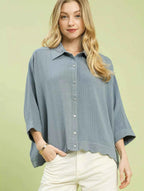Umgee Women Shirt Oversized Striped Denim Blue Long Sleeve Top DENIM b17349fb-5a32-44b7-9f51-95050a8c393e-Max-Origin Trendsi