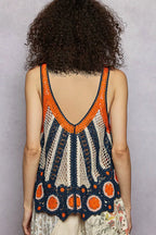 POL Flowy Tank Top Indigo Multi Stripe Pattern Openwork Knit with Scalloped Edge b197d8fe-48a1-46c6-b42e-301f1d8d5ceb-Max-Origin Trendsi