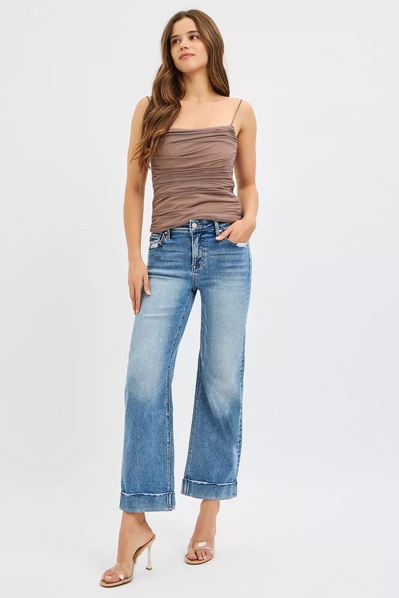 RISEN Womens Jeans Crop Mid Rise Straight with Taylor Cuffed Plus Sizes b1989f3dc3784dfbb6058edf73393c91-Max-Origin Trendsi