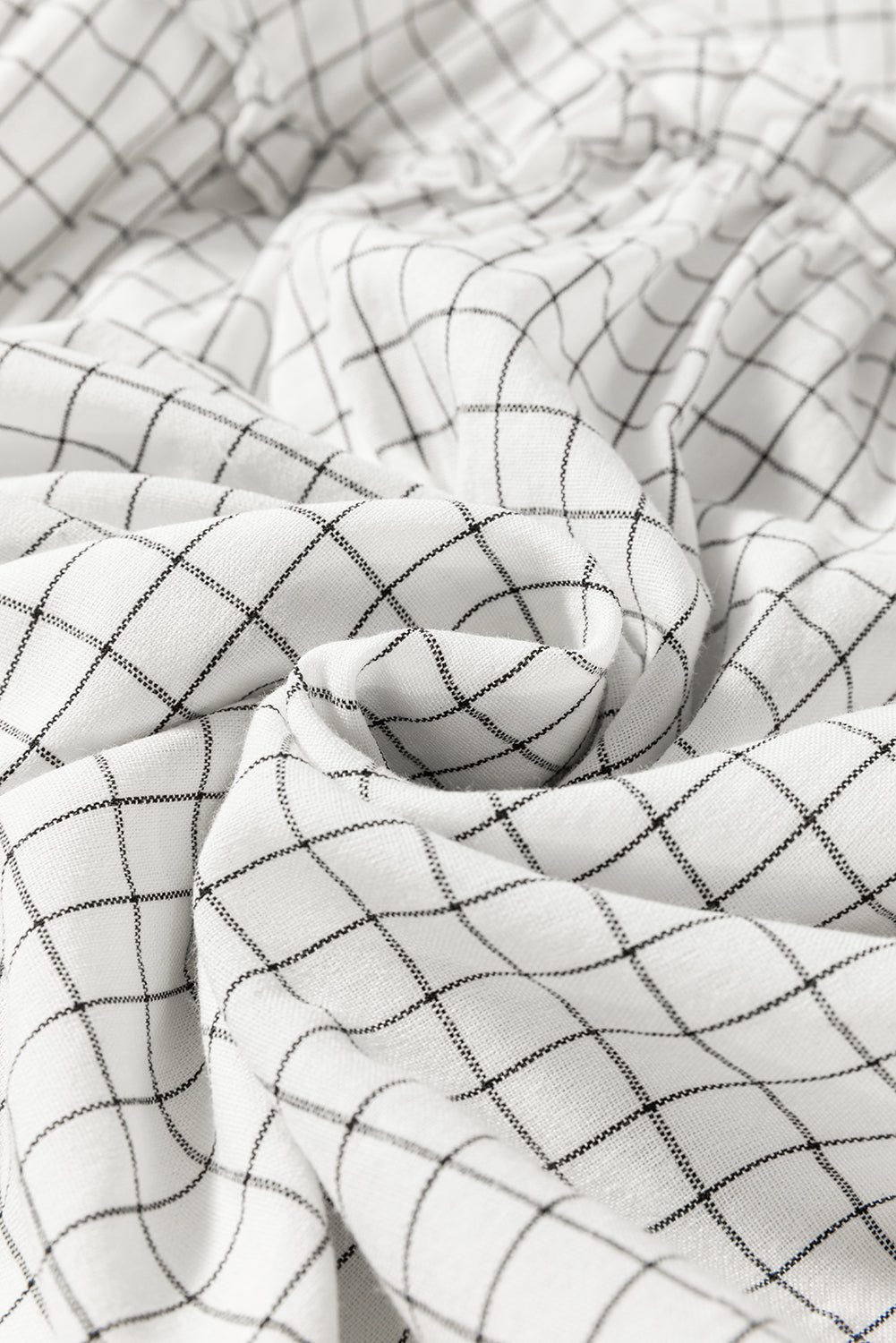 Mini Dress Frill Plaid Oversized Notched Balloon Long Sleeve Cotton Blend b1b0fbb8-ef16-469b-b807-9458c4e76c31-Max Trendsi