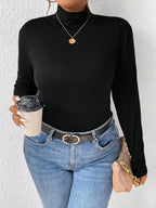 Plus Size Long Sleeve Fitted Turtleneck Shirt