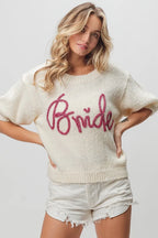 BiBi Metallic Letter Short Puff Sleeve Hairy Sweater b1bea57c6dbb4ad6b8ee77a5d33e7c63-Max-Origin Trendsi