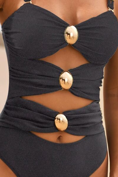 One-Piece Swimwear Women's Cutout Ruched Sweetheart Neck Beaded b1c9c140-0a35-4a8c-a95a-a29f2c3d4bee-Min Trendsi