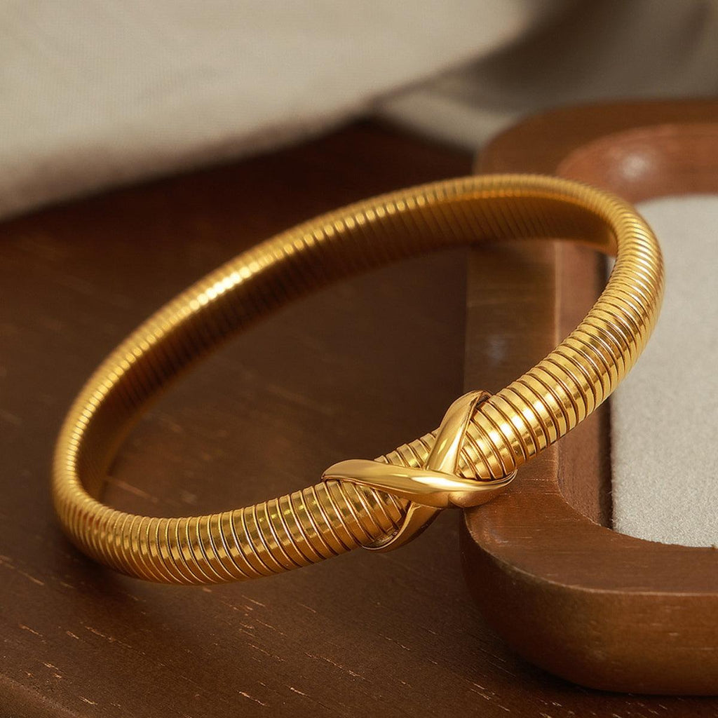 Bracelet 8K gold-plated Titanium Steel Spring Shape b20058ed-908a-4bd7-9d9d-103a4bdb543b-Max Trendsi