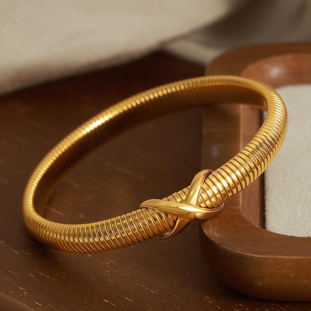 Bracelet 8K gold-plated Titanium Steel Spring Shape b20058ed-908a-4bd7-9d9d-103a4bdb543b-Max Trendsi