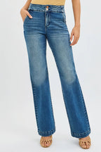 RISEN Women's Bootcut Jeans Tummy Control High Rise with Double Button Waist b211e20dc5f24c7891b65fee1a5f1603-Max-Origin Trendsi
