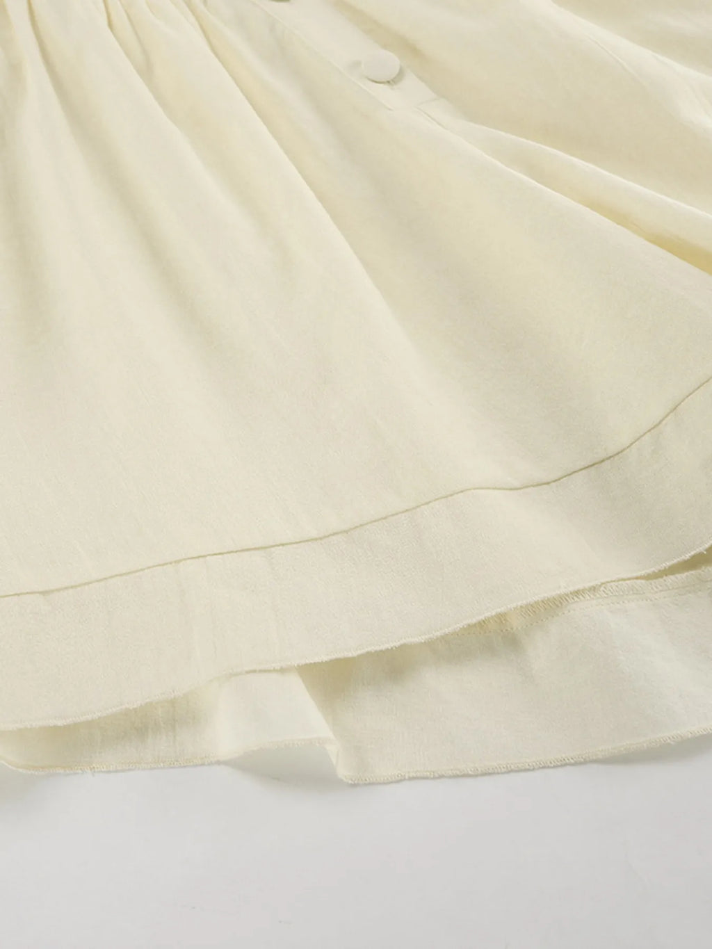 Women's Romper Cotton Button-Front Wide Strap Ruffled Khaki Jumpsuit