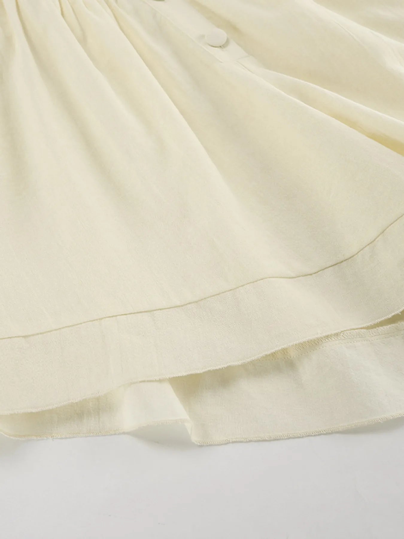 Women's Romper Cotton Button-Front Wide Strap Ruffled Khaki Jumpsuit