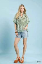 Umgee Abstract Print Ruffled Puff Sleeve Top b21abc5f-2ef9-4238-8409-605fdd72a81e-Max-Origin Trendsi