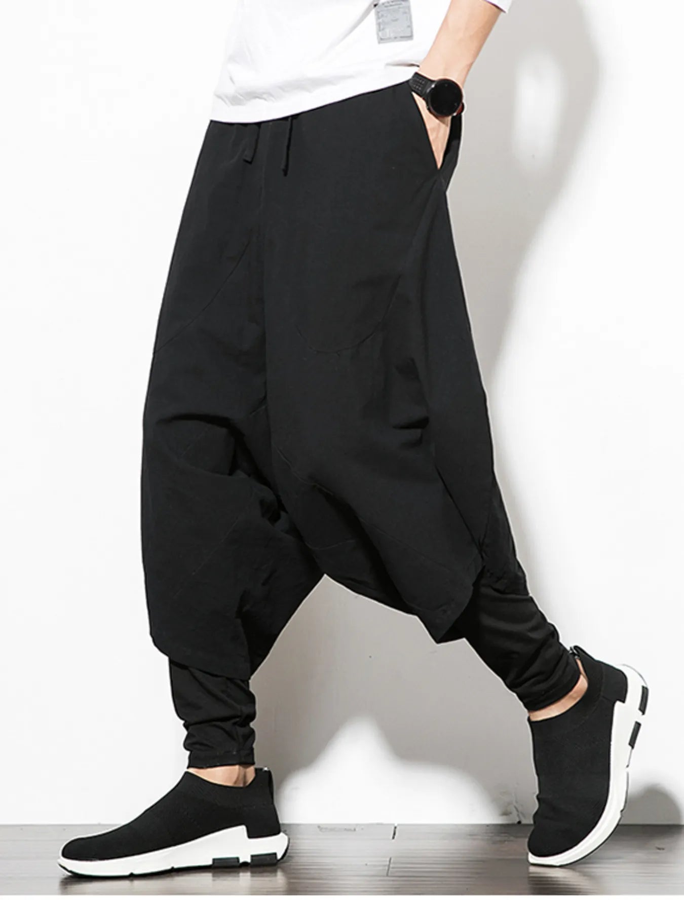Men's Wide Leg Pants Drop Crotch with Drawstring Wasit Casual Oversized b21b3c41f4e8442f9531e5a34c7d2056-Max-Origin Trendsi