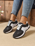 Women's Sneakers PU Leather Contrast Lace Up Flat Casual Shoes Black b25b9036e48e4cc39f5b13a49afc5062-Max-Origin Trendsi