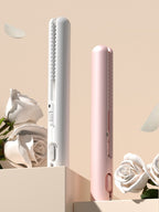 Portable Cordless Hair Straightener with 2-in-1 Curling and Straightening Function