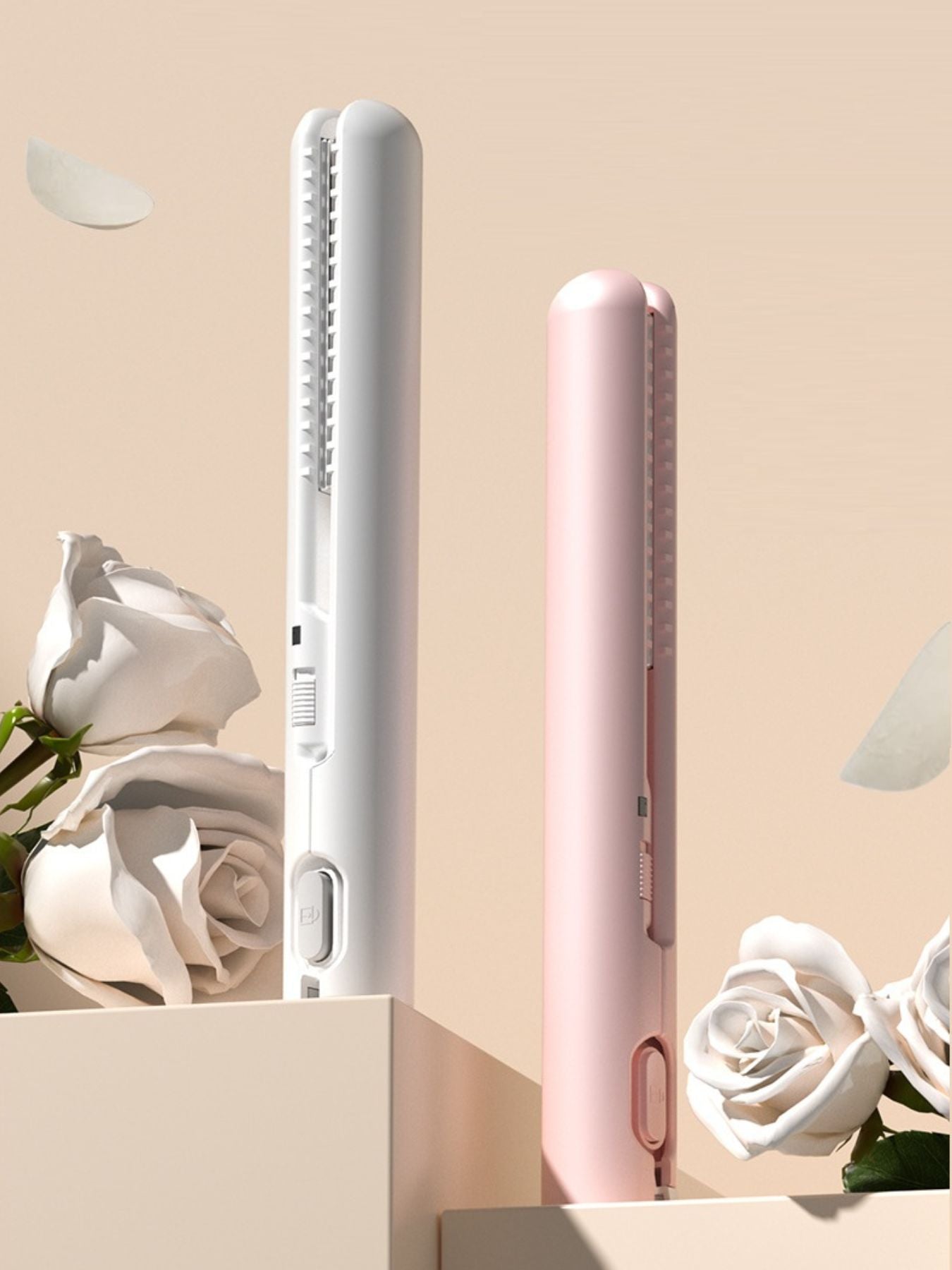 Portable Cordless Hair Straightener with 2-in-1 Curling and Straightening Function