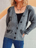 Heart Cardigan Button Up Long Sleeve Knitwear b2ae784f-1590-43f9-b760-6f96d07e350c-Max Trendsi